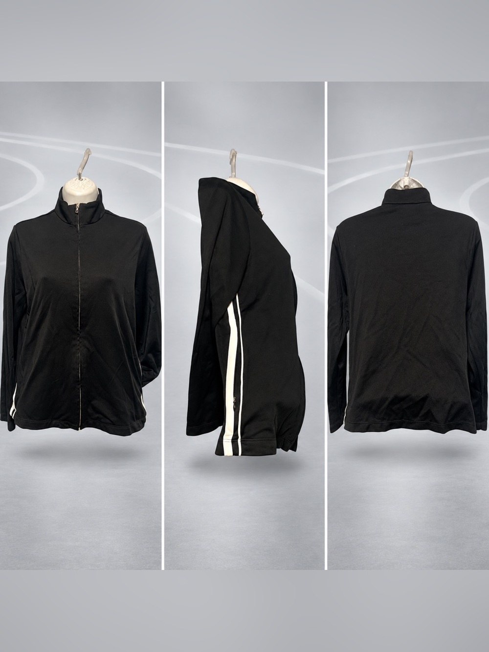 Lands’ End Black Full-Zip Athletic Jacket – Women’s Small 6–8